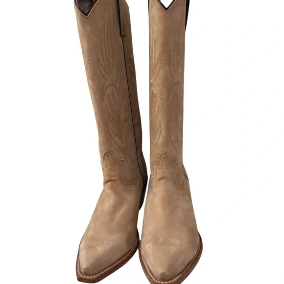 Steve Madden Lonestar Western Boot Size 7 Tan Leather cowboy Pointed Toe West - Picture 3 of 9